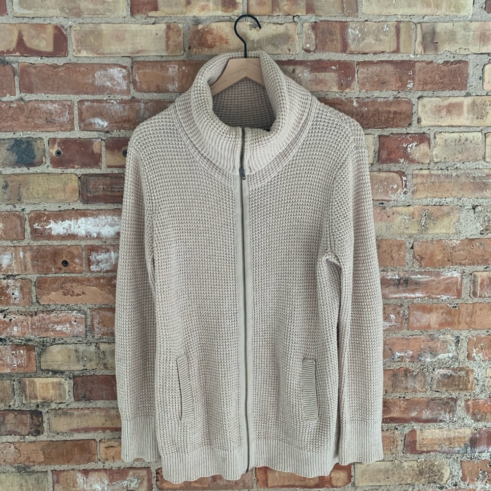 Cream Zip-Up Sweater, size L